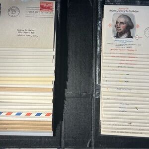 Antique set of 49 first day release envelopes and stamps from 1947-1977